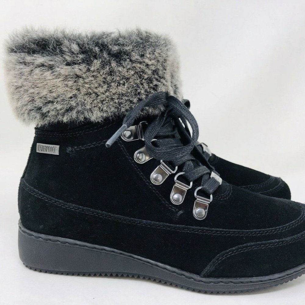 Khombu Women's Francie Boots with Faux Fur Trim - Picture 9 of 12